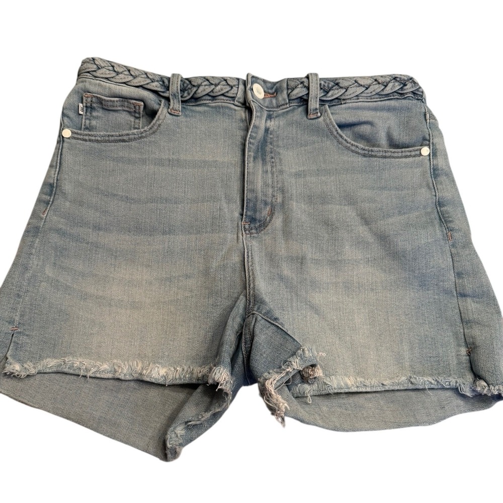 Judy Blue Womens Denim Shorts Size Large Light Wash High Rise Fray Hem JB150097